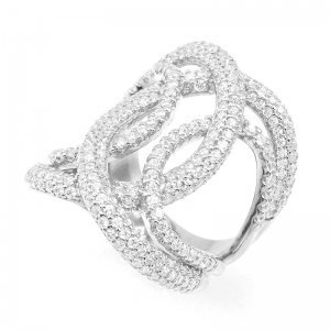 Anillo linea premium , calado, cruzado, pavee