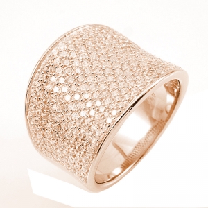 Anillo linea premium, hundido, pavee, rosado