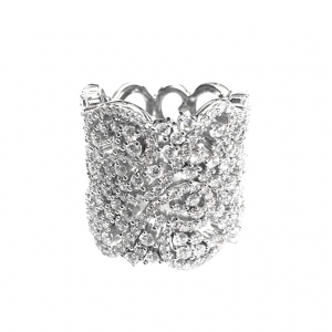 Anillo linea premium, ancho, pavee, calado