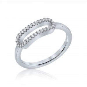 Anillo linea premium, centro oval con piedras