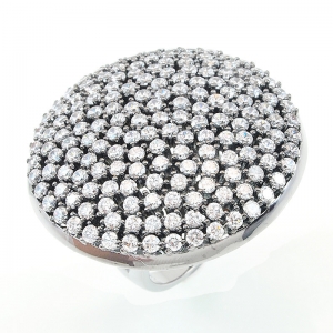 Anillo linea premium, circulo pavee blanco
