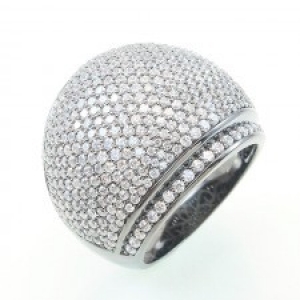 Anillo linea premium, bombe, pavee, blanco