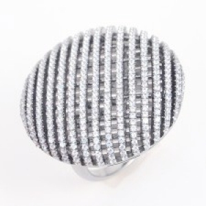 Anillo linea premium, redondo, tiras de piedras, pavee, blanco