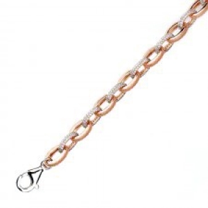 Pulsera linea premium, eslabones con y sin piedras, rosada