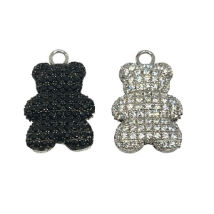 Dije Monona Glam oso Plateado pavee bicolor ( Negro/blanco)