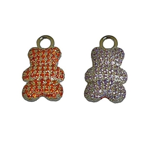 Dije Monona Glam oso Plateado pavee bicolor ( Rojo/amatista)