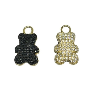 Dije Monona Glam oso Dorado pavee bicolor ( Negro/blanco)