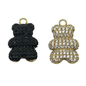 Dije Monona Glam oso Dorado GRANDE pavee bicolor ( Negro/blanco)