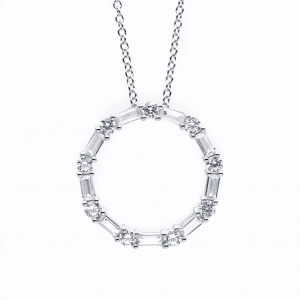 Conjunto linea premium circulo con piedras baguettes