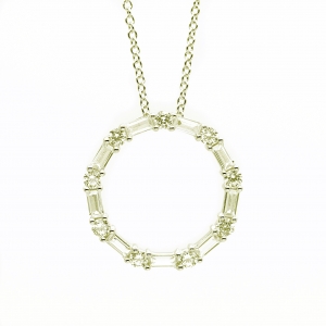 Conjunto linea premium circulo con piedras baguettes, amarillo