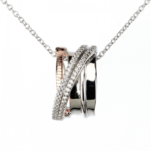 Conjunto linea premium, hilo retorcido, satinado, con doble tira de piedras, detalle rosado