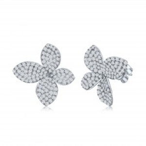 Par aros flor pavee, grandes, pegados. 1,5 cm aprox
