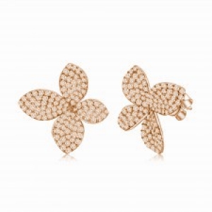 Par aros flor pavee, grandes, pegados, rosados. 1,5 cm aprox