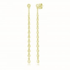 Par aros largos, amarillos, piedras con virolas, largo aprox 6, 5 cm