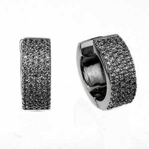 Par aros linea Premium, chatos pavee, rodio negro, ajustables (sin perno)