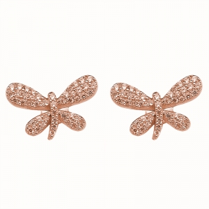 Par aros mariposa pavee rosados