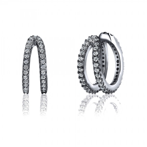 Par aros linea premium , argollas doble , rodio negro, ajustables