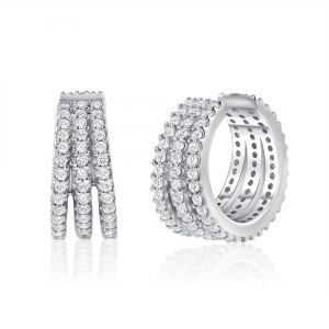 Par aros linea premium , argollas triple fila, blancos, ajustables