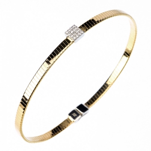 Pulsera esclava, hilo retorcido, amarilla, con aplique cuadrado pavee