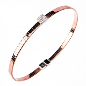 Pulsera esclava, hilo retorcido, rosada, con aplique cuadrado pavee