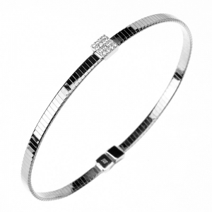Pulsera esclava, hilo retorcido, con aplique cuadrado pavee