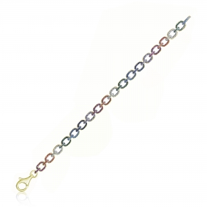 Pulsera eslabonada, con piedras multicolor, amarillo
