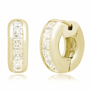 Par aros linea premium, argollas, con piedras carre, amarillas. Diametro interno aprox 10