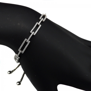 Pulsera eslabones rectangulares con piedras, cierre ajustable 