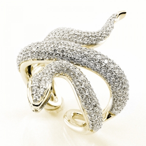 Anillo serpiente, pavee, abierto, amarilla