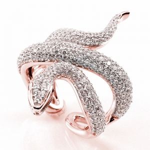 Anillo serpiente, pavee, abierto, rosado