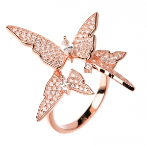 Anillo 3 mariposas pavee rosado