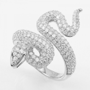 Anillo serpiente blanca pavee