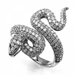 Anillo serpiente pavee, rodio negro