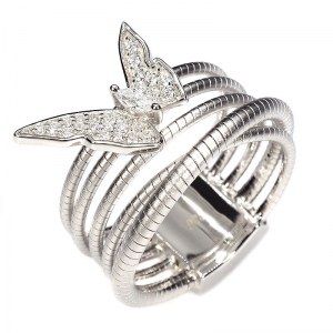 Anillo tiras hilo retorcido con mariposa pavee