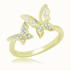 Anillo doble mariposa abierto, amarillo