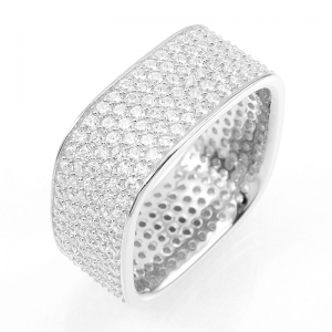 Anillo cuadrado, chato, pavee, blanco