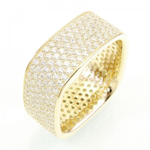 Anillo cuadrado, chato, pavee, amarillo