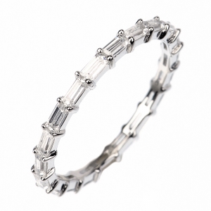 Anillo sin fin piedras baguettes blanco