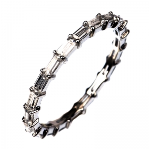 Anillo sin fin piedras baguettes rodio negro