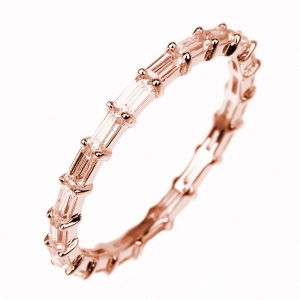 Anillo sin fin piedras baguettes rosado