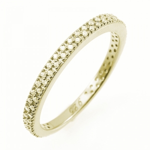 Anillo casi sin fin, doble fila de piedras, amarillo