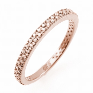 Anillo casi sin fin, doble fila de piedras, rosado