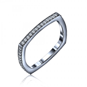 Anillo linea premium, cuadrado, sin fin, rodio negro