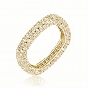 Anillo linea premium, cuadrado, sin fin pavee, amarillo

