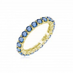 Anillo sin fin amarillo con piedras azules