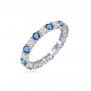 Anillo sin fin, piedras azules y blancas