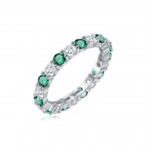 Anillo sin fin, piedras verdes y blancas