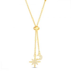 Corbatero luna y estrella con piedras, amarillo