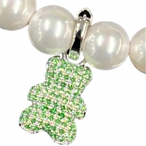 Dije Monona Glam oso Plateado pavee bicolor ( Menta/blanco )