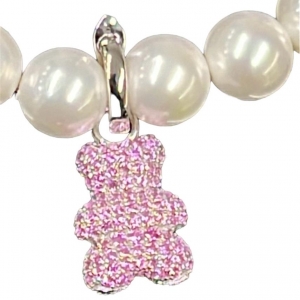 Dije Monona Glam oso Plateado pavee bicolor ( Rosa/blanco )